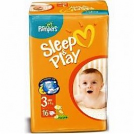 PAMPERS подгузники SLEEP&PLAY 3 midi 4-9кг 16шт